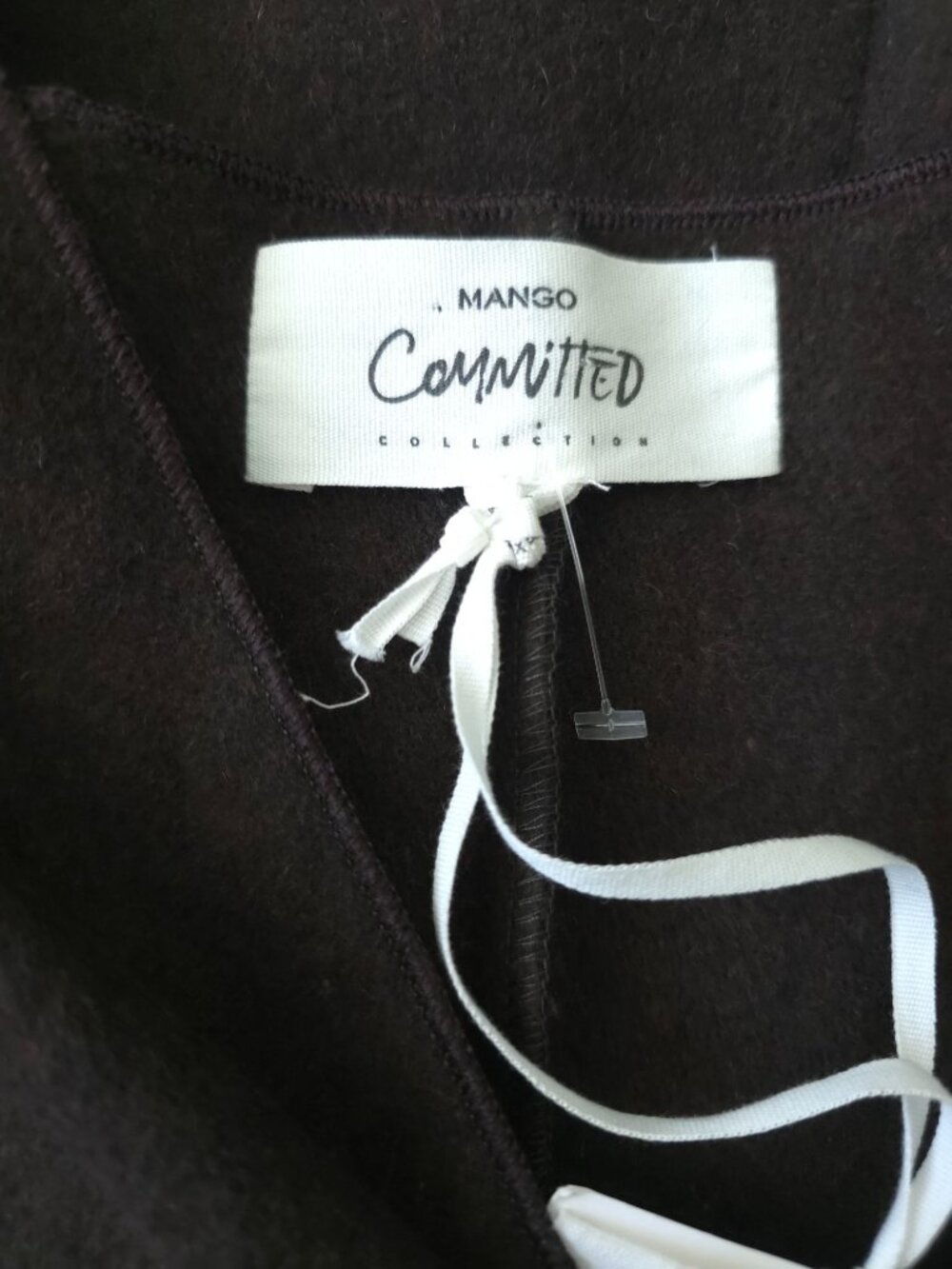 NWT MANGO Committed Collection LALA Brown Wool-Blend V-Neck Maxi Dress Size XL - Picture 10 of 14